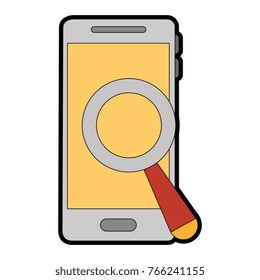 smartphone device with magnifying glass