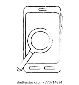 smartphone device with magnifying glass