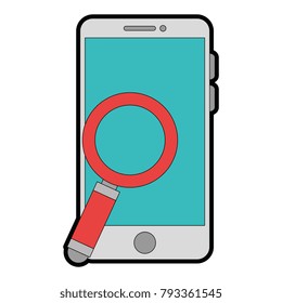smartphone device with magnifying glass
