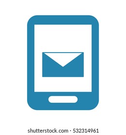 smartphone device with mail envelope icon on screen over white background. vector illustration