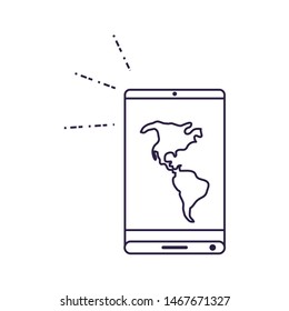 smartphone device with map continent american app