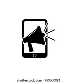 smartphone device with megaphone icon on white background