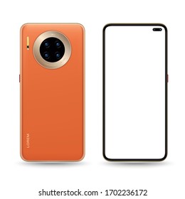 El dispositivo Smartphone se burla de la vista posterior. Ilustración vectorial para el elemento publicitario de la tecnología y demostración de lugar fácil en la pantalla.