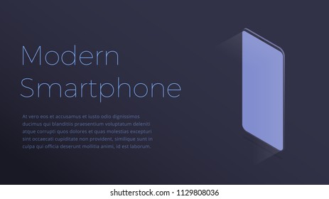 Smartphone device. Modern web template of isometric smartphone mobile device.