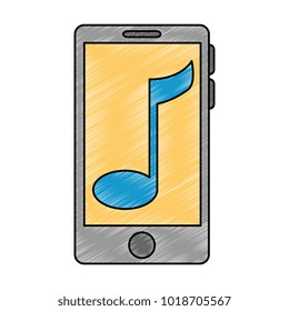 smartphone device with music note