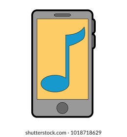 smartphone device with music note