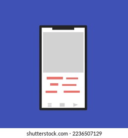 Smartphone device on a blue background vector illustration, suitable for flat illustration, web design, etc.