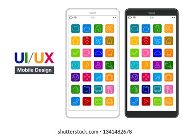 Smartphone device outline vector isolated icon. UI / UX design smart phone app screen. modern cellphone images