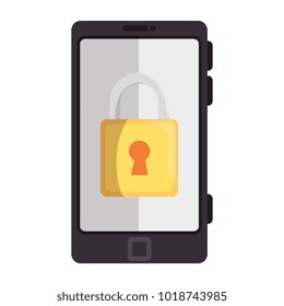 smartphone device with padlock