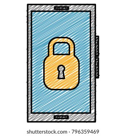 smartphone device with padlock
