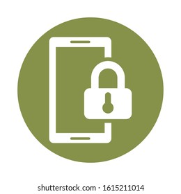 smartphone device with padlock security vector illustration design