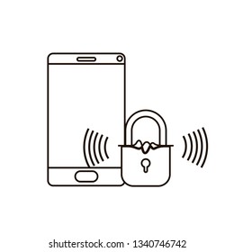 smartphone device with padlocked icon