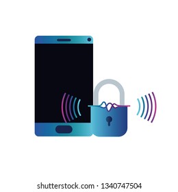 smartphone device with padlocked icon