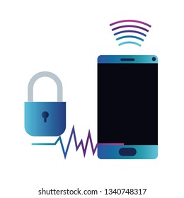 smartphone device with padlocked icon