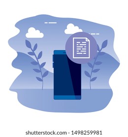 smartphone device with paper document