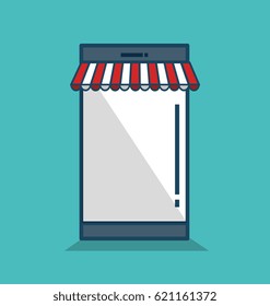 smartphone device with parasol isolated icon