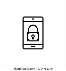 smartphone device password, digital data secure lock, padlock access thin line icon. Linear vector illustration. Pictogram isolated on white background
