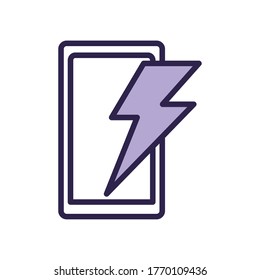smartphone device with power ray line style icon vector illustration design