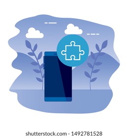 smartphone device with puzzle pieces
