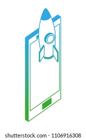 smartphone device with rocket isometric