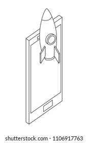smartphone device with rocket isometric