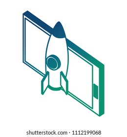 smartphone device with rocket isometric