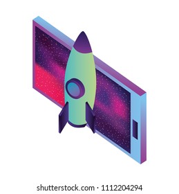 smartphone device with rocket isometric