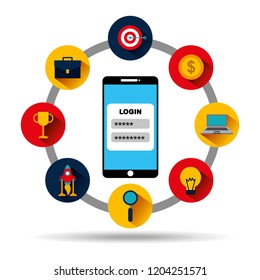 smartphone device with set icons