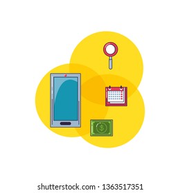 smartphone device with set icons