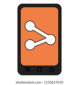 smartphone device with share symbol