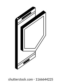 smartphone device with shield isometric icon