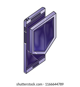 smartphone device with shield isometric icon
