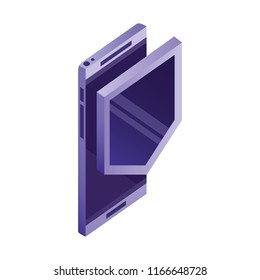 smartphone device with shield isometric icon