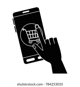 smartphone device with shopping cart