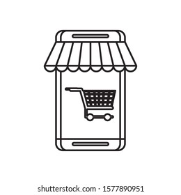 smartphone device with shopping cart vector illustration design
