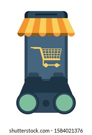 smartphone device with shopping cart vector illustration design