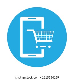 smartphone device with shopping cart vector illustration design