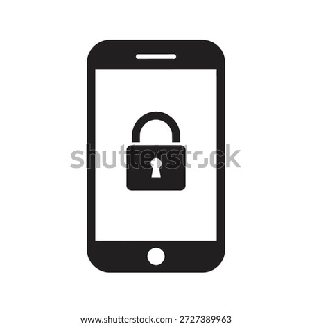 Smartphone device showing locked padlock symbol on display screen representing mobile security data privacy and application protection