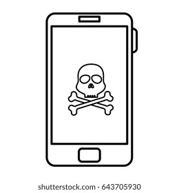 smartphone device with skull isolated icon