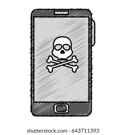 smartphone device with skull isolated icon