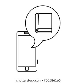 smartphone device with speech bubble and ebook