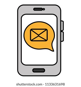 smartphone device with speech bubble and email