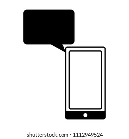 smartphone device with speech bubble isolated icon