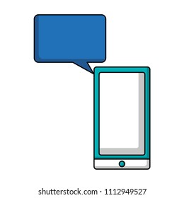 smartphone device with speech bubble isolated icon