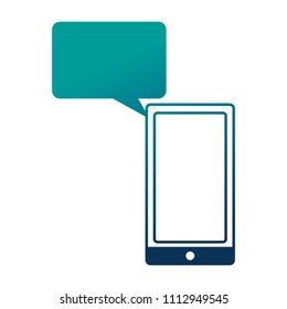 smartphone device with speech bubble isolated icon