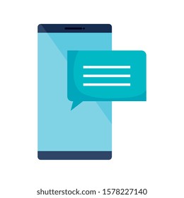 smartphone device with speech bubble isolated icon vector illustration design