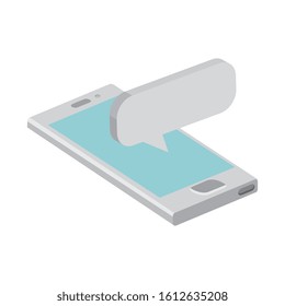 smartphone device with speech bubble isolated icon vector illustration design