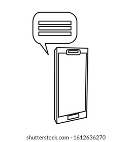 smartphone device with speech bubble isolated icon vector illustration design