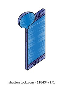 smartphone device with speech bubble isometric icon