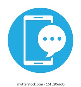 smartphone device with speech bubble vector illustration design